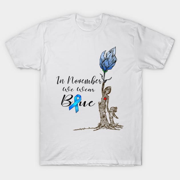 Diabetes awareness Womens In November We Wear Blue Diabetes Flower Gift T-Shirt by thuylinh8